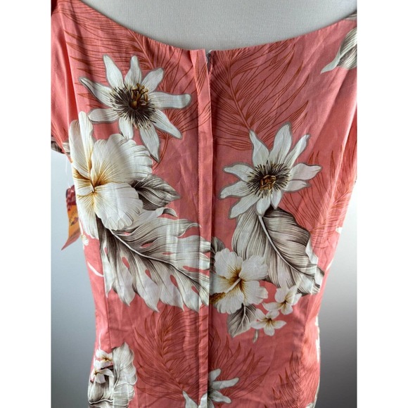 NWT Pacific Legend Hibiscus Pink Cotton Hawaiian Ruffle Long Muumuu Dress 2XL - Picture 12 of 16